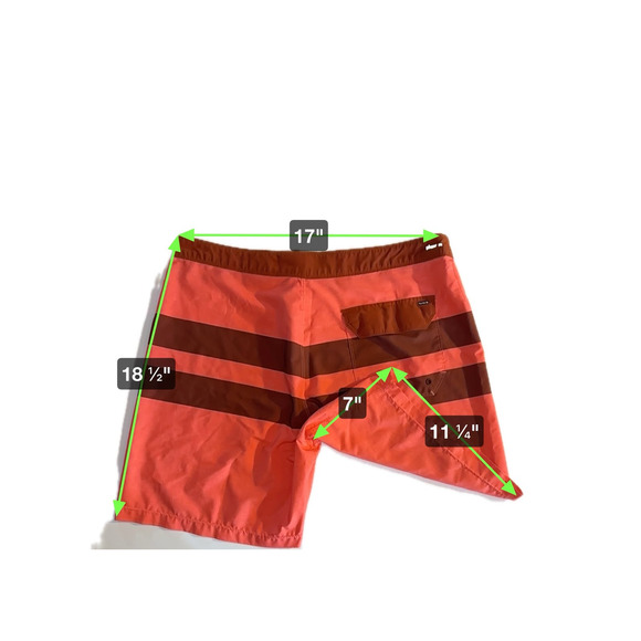 Hurley Phantom Block Party Swim Shorts‎ Men's 34 Orange Striped Beach Surf - Picture 4 of 4